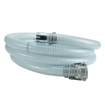 White - Clear 4" x 20' Camlock / Threaded Suction Hose