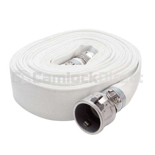 White 3" x 25' Camlock Single Jacket Mill Hose