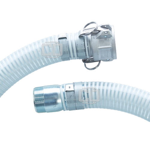 White - Clear 3" x 10' Camlock / Threaded Suction Hose