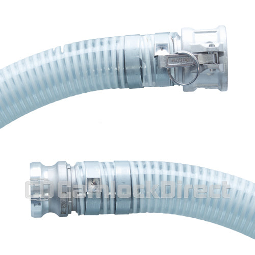 White - Clear 4" x 20' Camlock Suction Hose