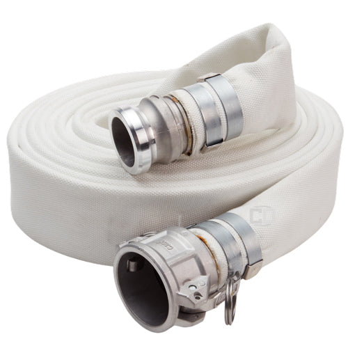 White 1 1/2" x 25' Camlock Double Jacket Mill Hose