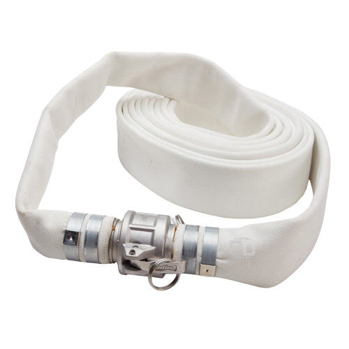 White 1 1/2" x 25' Camlock Double Jacket Mill Hose