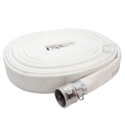 White 2" x 100' Camlock Double Jacket Mill Hose