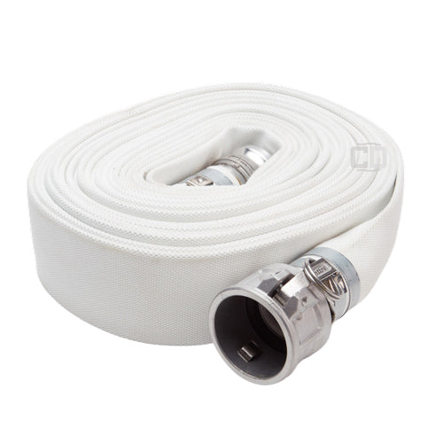 White 4" x 50' Camlock Single Jacket Mill Hose