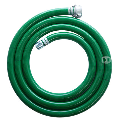 Green 1 1/2" x 20' Camlock / Threaded Suction Hose