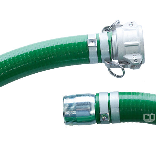 Green 1 1/2" x 20' Camlock / Threaded Suction Hose