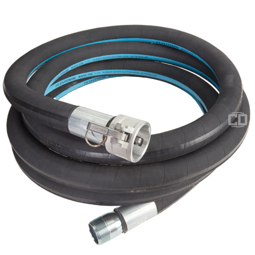 Black 1 1/2" x 20' Camlock / Threaded Suction Hose