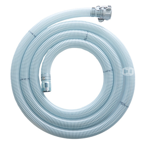 White - Clear 2" x 20' Camlock / Threaded Suction Hose