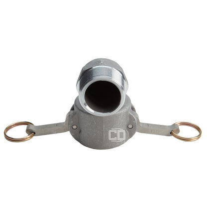 Aluminum 1 1/2" Female Camlock x 1 1/2" Male NPT 90 Degree Elbow (USA)