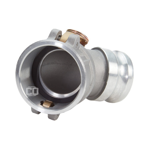 Aluminum 3" Male Camlock x 3" Female Camlock 45 Degree Elbow (USA)