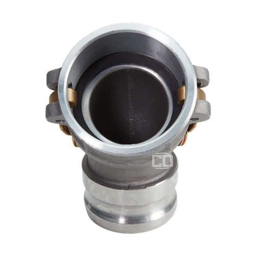 Aluminum 3" Male Camlock x 3" Female Camlock 45 Degree Elbow (USA)