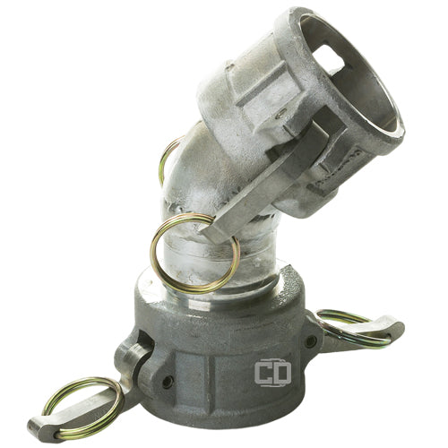 Aluminum 6" Female Camlock x 6" Female Camlock 45 Degree Elbow (USA)