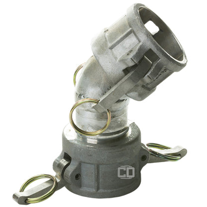 Aluminum 6" Female Camlock x 6" Female Camlock 45 Degree Elbow (USA)