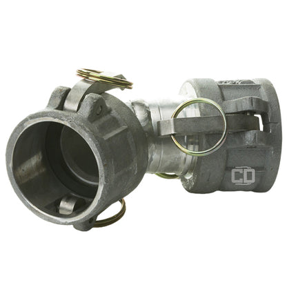 Aluminum 6" Female Camlock x 6" Female Camlock 45 Degree Elbow (USA)