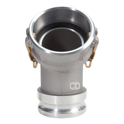 Aluminum 6" Male Camlock x 6" Female Camlock 45 Degree Elbow (USA)