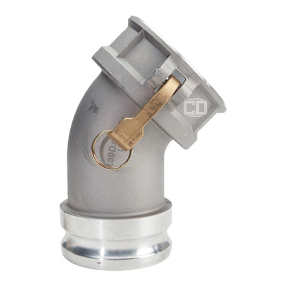 Aluminum 6" Male Camlock x 6" Female Camlock 45 Degree Elbow (USA)