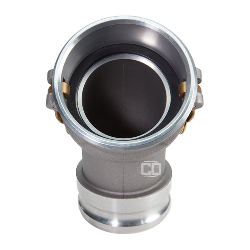 Aluminum 6" Male Camlock x 6" Female Camlock 45 Degree Elbow (USA)