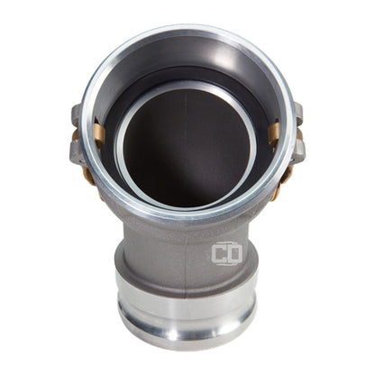Aluminum 6" Male Camlock x 6" Female Camlock 45 Degree Elbow (USA)