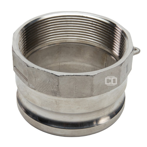 Stainless Steel 4" Male Camlock x 3" Female NPT (USA)
