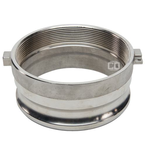 Stainless Steel 6" Male Camlock x 4" Female NPT (USA)