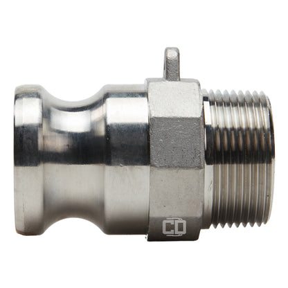 Stainless Steel 1 1/4" Camlock Male x 1 1/4" NPT Male