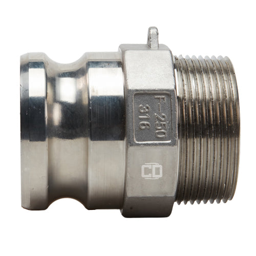 Stainless Steel 2 1/2" Camlock Male x 2 1/2" NPT Male