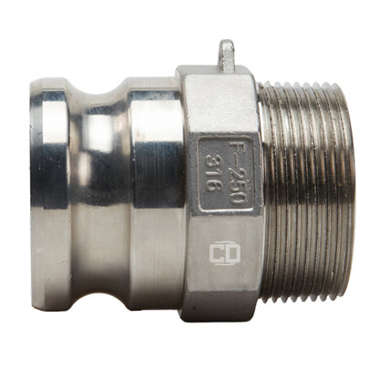 Stainless Steel 2 1/2" Camlock Male x 2 1/2" NPT Male