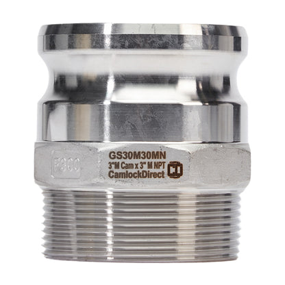 Stainless Steel 3" Camlock Male x 3" NPT Male