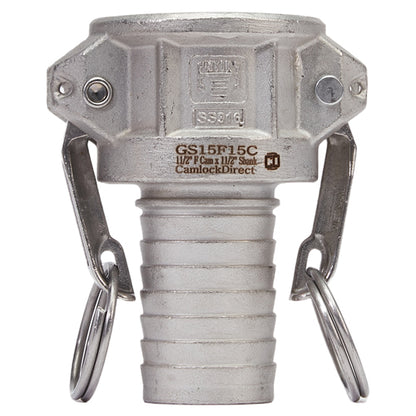 Stainless Steel 1 1/2" Female Camlock to Hose Shank
