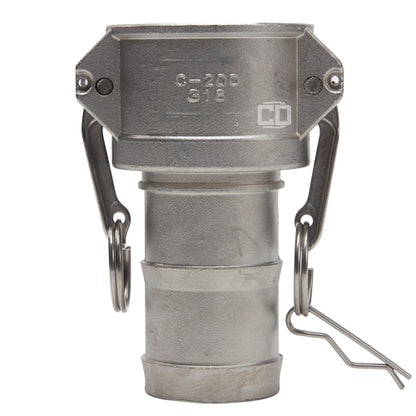 Stainless Steel 2" Female Camlock to Hose Shank (USA)