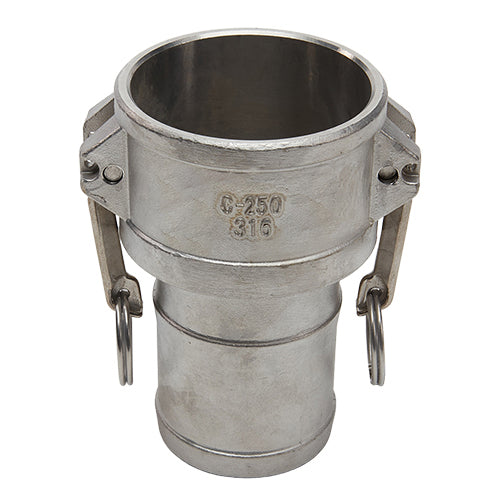 Stainless Steel 2 1/2" Female Camlock to Hose Shank (USA)