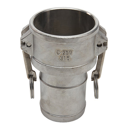 Stainless Steel 2 1/2" Female Camlock to Hose Shank (USA)