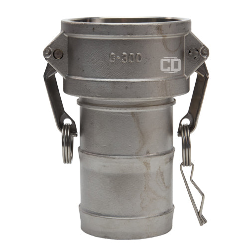 Stainless Steel 3" Female Camlock to Hose Shank (USA)