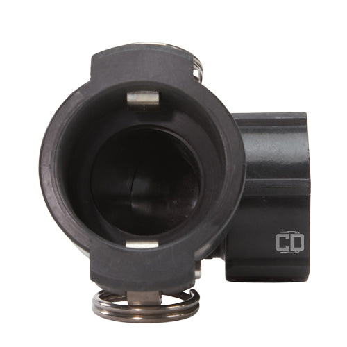 Plastic 1 1/2" Female Camlock x 1 1/2" Female NPT 90 Degree Elbow