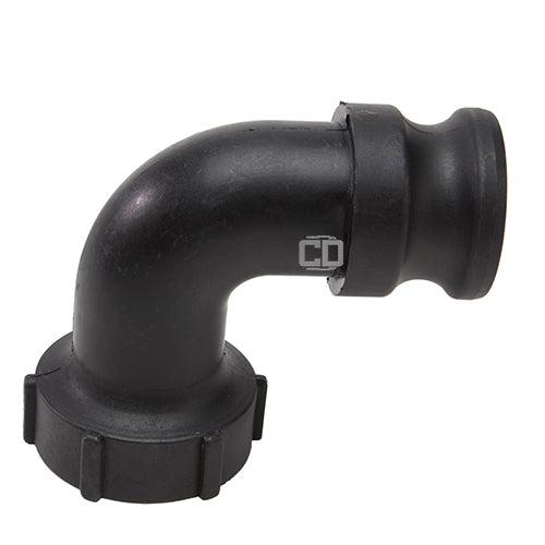 Plastic 1 1/ 2" Male Camlock x 1 1/2" Female NPT 90 Degree Elbow
