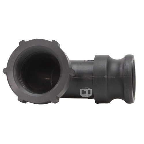Plastic 1 1/ 2" Male Camlock x 1 1/2" Female NPT 90 Degree Elbow