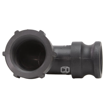 Plastic 1 1/ 2" Male Camlock x 1 1/2" Female NPT 90 Degree Elbow