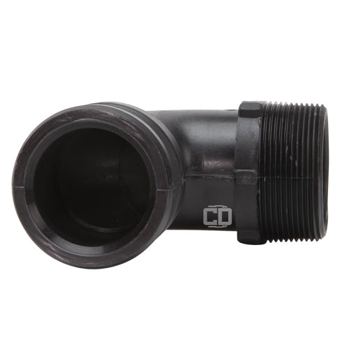 Plastic 2" Male Camlock x 2" Male NPT 90 Degree Elbow