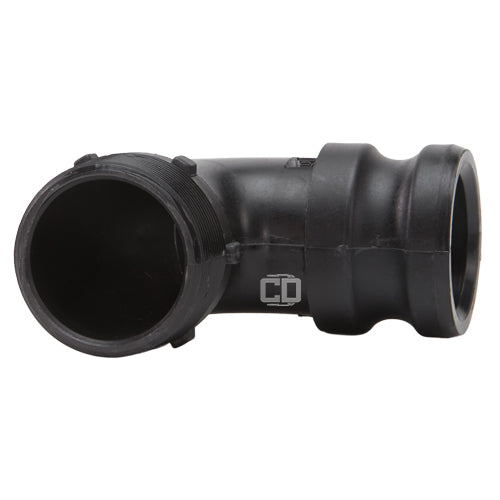 Plastic 2" Male Camlock x 2" Male NPT 90 Degree Elbow