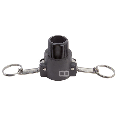 Plastic 1 1/4" Female Camlock x 1 1/4" Male BSP (USA)