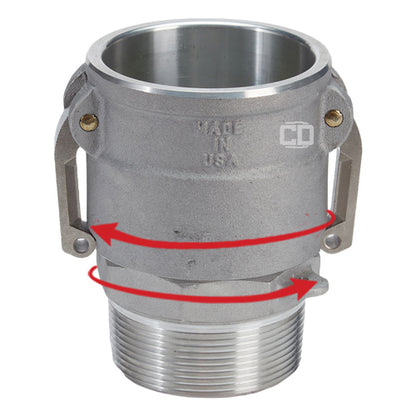 Aluminum 4" Swivel Female Camlock x 4" Male NPT (USA)