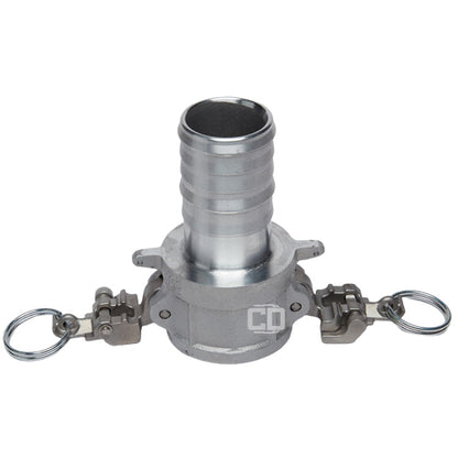 Aluminum Locking 1 1/2" Female Camlock Fitting x 1 1/2" Hose Shank (USA