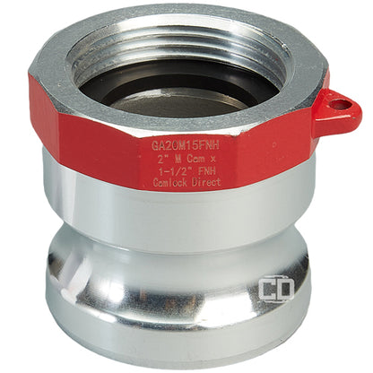 Aluminum 2" Male Camlock x 1 1/2" Female NH Fire Hose
