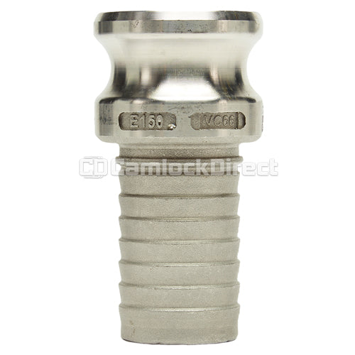 Stainless Steel 1 1/2" Male Camlock to Hose Shank