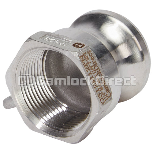 Stainless Steel 1 1/4" Male Camlock x 1 1/4" Female NPT