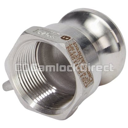 Stainless Steel 1 1/4" Male Camlock x 1 1/4" Female NPT