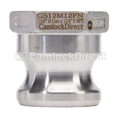 Stainless Steel 1 1/4" Male Camlock x 1 1/4" Female NPT