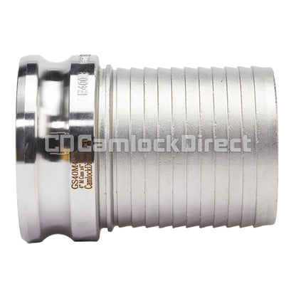 Stainless Steel 4" Camlock Male to Hose Shank