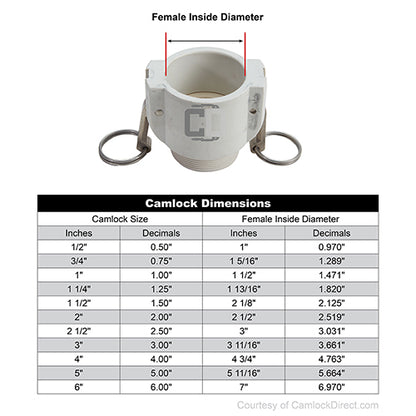 Food Grade Poly 1" Female Camlock x 1" Male NPT (USA)