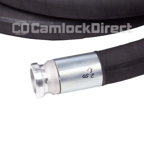 Black 2" x 20' Heavy-Duty Camlock Suction Hose